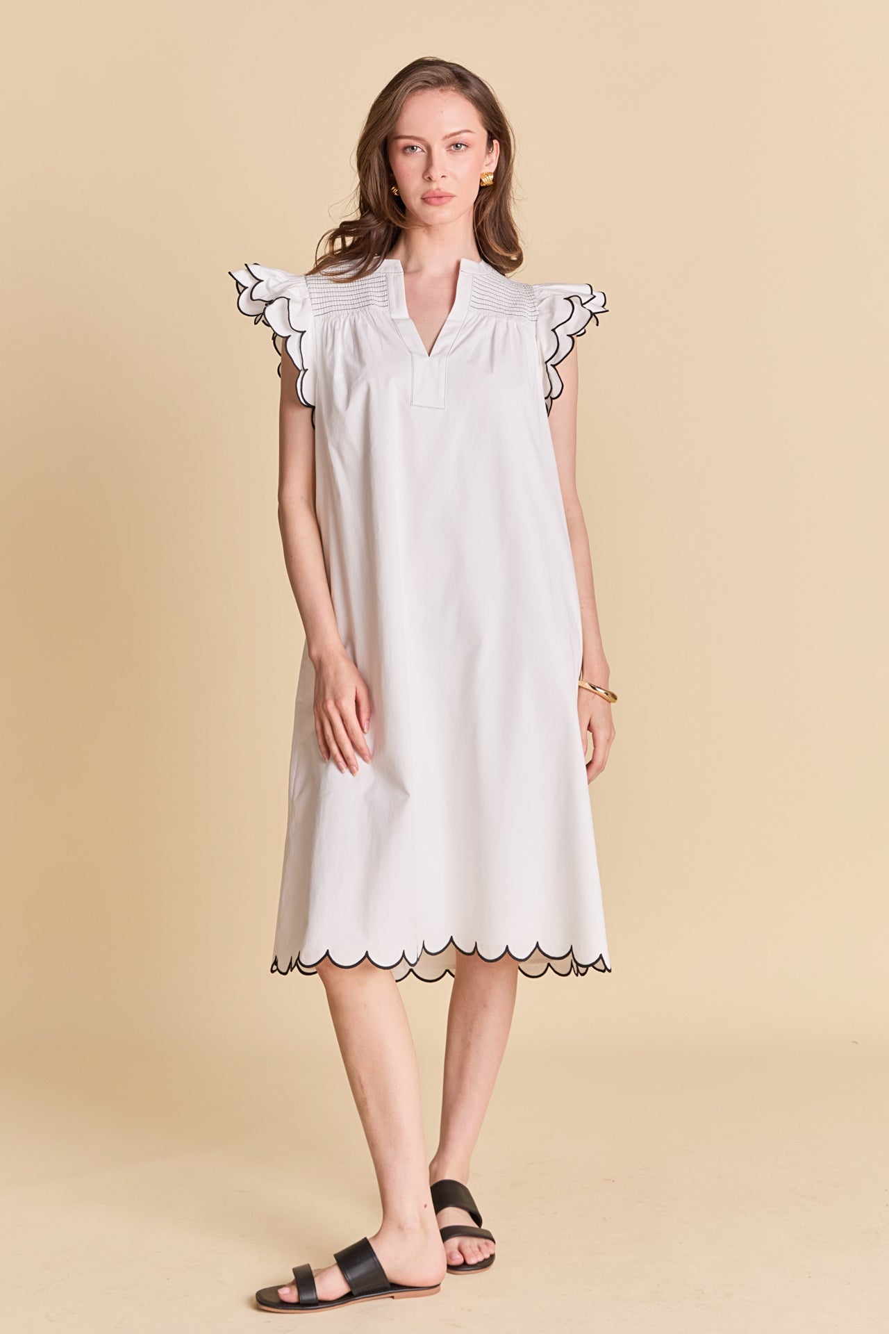 english factory blue medallion floral estelle scalloped dress Dresses