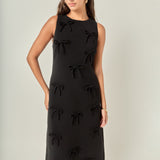 All-Over Bow Detail Sleeveless Midi Dress