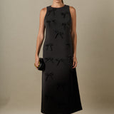 All-Over Bow Detail Sleeveless Midi Dress