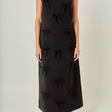 All-Over Bow Detail Sleeveless Midi Dress