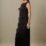 All-Over Bow Detail Sleeveless Midi Dress