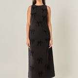 All-Over Bow Detail Sleeveless Midi Dress