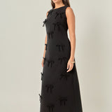 All-Over Bow Detail Sleeveless Midi Dress