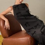 All-Over Bow Detail Sleeveless Midi Dress