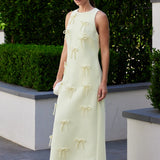 All-Over Bow Detail Sleeveless Midi Dress