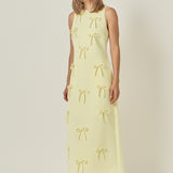 All-Over Bow Detail Sleeveless Midi Dress