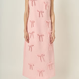 All-Over Bow Detail Sleeveless Midi Dress
