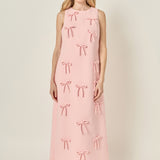 All-Over Bow Detail Sleeveless Midi Dress