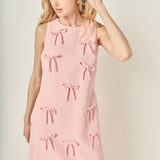 All-Over Bow Detail Sleeveless Midi Dress