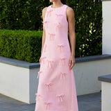 All-Over Bow Detail Sleeveless Midi Dress