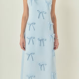 All-Over Bow Detail Sleeveless Midi Dress