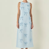 All-Over Bow Detail Sleeveless Midi Dress