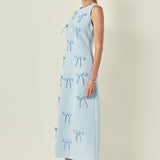 All-Over Bow Detail Sleeveless Midi Dress