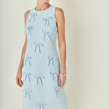 All-Over Bow Detail Sleeveless Midi Dress