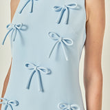 All-Over Bow Detail Sleeveless Midi Dress