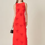 Bow Detailed Sleeveless Midi Dress