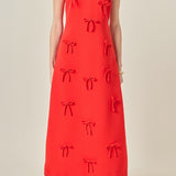 Bow Detailed Sleeveless Midi Dress