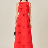 Bow Detailed Sleeveless Midi Dress