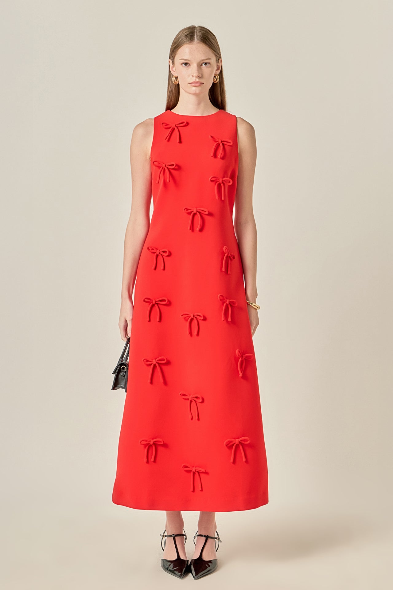 Bow Detailed Sleeveless Midi Dress Bow Detailed Sleeveless Midi Dress