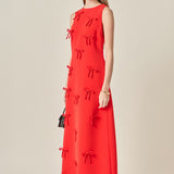 Bow Detailed Sleeveless Midi Dress