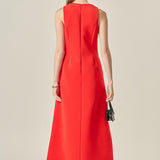 Bow Detailed Sleeveless Midi Dress