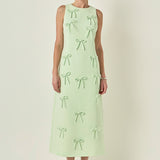 All-Over Bow Detail Sleeveless Midi Dress