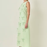 All-Over Bow Detail Sleeveless Midi Dress