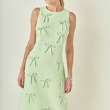 All-Over Bow Detail Sleeveless Midi Dress
