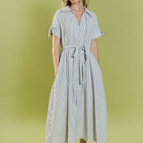 Pinstripe Polished Shirt Dress