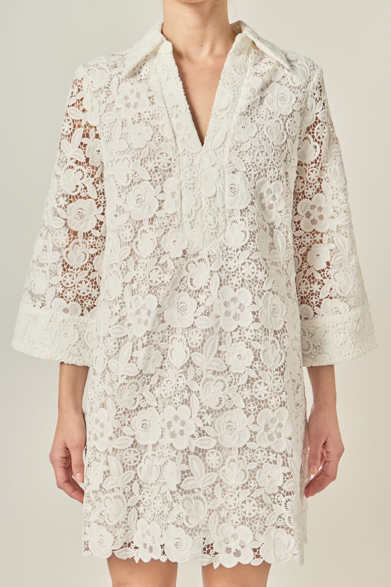 english factory embroidered lace midi dress Fleur floral-embroidered lace midi dress in Neutrals M / Neutrals