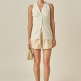 Ribbed Knit Button-Front Vest