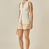 Ribbed Knit Button-Front Vest