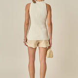 Ribbed Knit Button-Front Vest