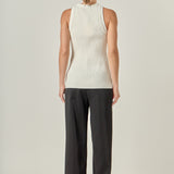 Ribbed Knit Button-Front Vest