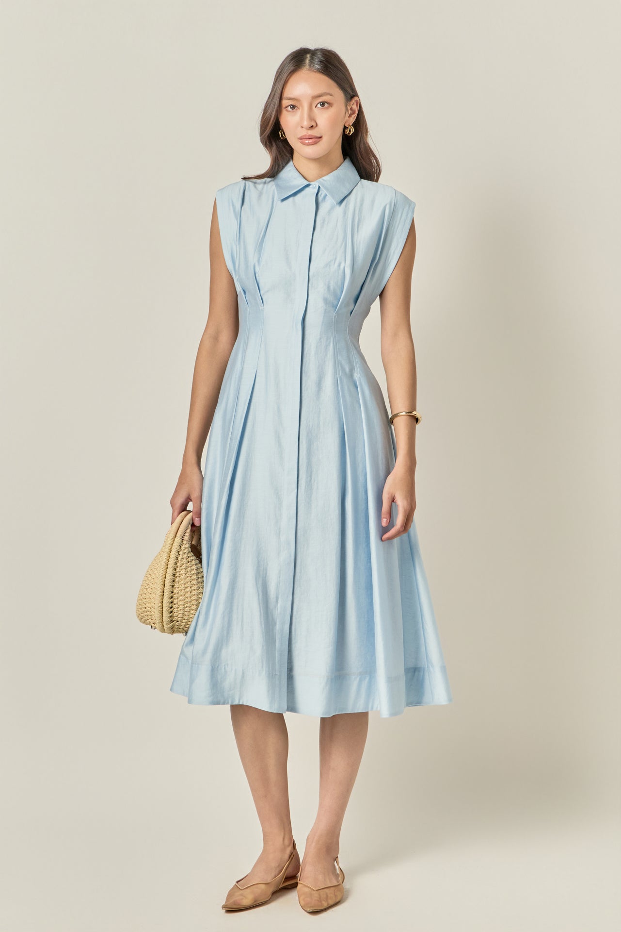 contrast stitch midi dress Me+em Travel Tailoring Contrast Stitch Midi Dress