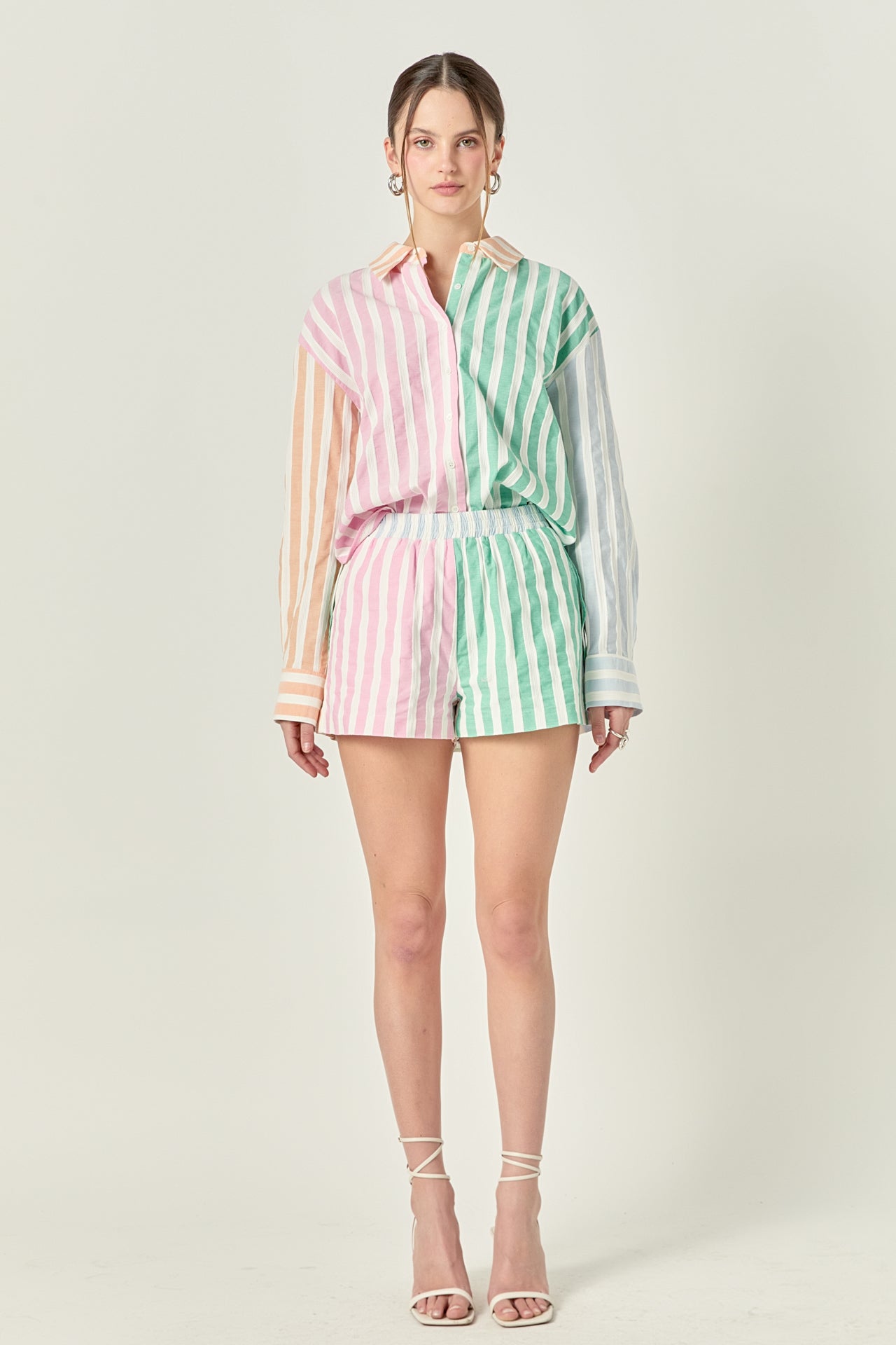 【LMC】 ★ セットアップ ★ STRIPE RESORT SHIRT & SHORT PANTS Colorblock Stripe Shirt – English Factory