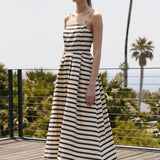Striped Pleated Midi Dress