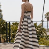 Striped Pleated Midi Dress