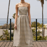 Striped Pleated Midi Dress