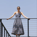 Striped Pleated Midi Dress