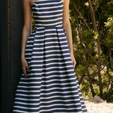 Striped Pleated Midi Dress