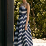 Striped Pleated Midi Dress