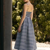Striped Pleated Midi Dress