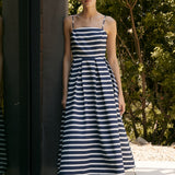 Striped Pleated Midi Dress