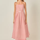 Striped Pleated Midi Dress