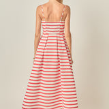 Striped Pleated Midi Dress