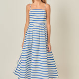 Striped Pleated Midi Dress
