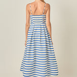 Striped Pleated Midi Dress