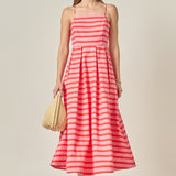 Striped Pleated Midi Dress