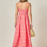 Striped Pleated Midi Dress